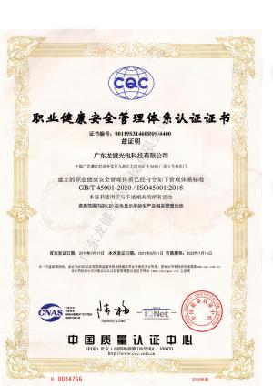 ISO45001職業(yè)健康安全管理體系認(rèn)證證書(shū)